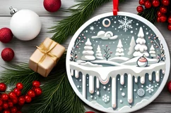Round Christmas Ornament Sublimation|Clipart Product Image 1