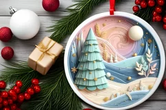 Round Christmas Ornament Sublimation|Clipart Product Image 2