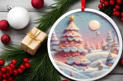 Round Christmas Ornament Sublimation|Clipart Product Image 2