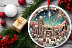Round Christmas Ornament Sublimation|Clipart Product Image 1