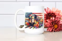 Vintage Train USA Flag | Sublimation Clipart Product Image 2