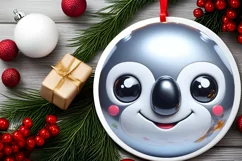 Koala with big eyes Round Christmas Ornament Sublimation PNG Product Image 2