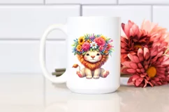 Cute Cartoon-Style Watercolor Lion Sitting Product Image 2