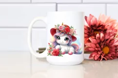 Watercolor Baby Unicorn Red Hat | Sublimation Clipart Product Image 2