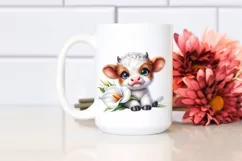 Cute Highland Cow with Calla Lily | Sublimation | Clipart Product Image 2