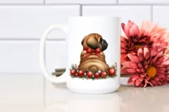 Watercolor Bullmastiff with Christmas Decorations, Product Image 2