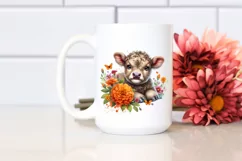 Cute Highland Cow with Marigold Floral Ornament | Product Image 2