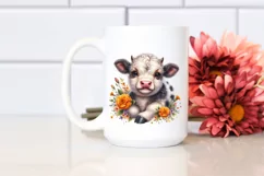 Cute Highland Cow with Marigold Floral Ornament | Product Image 2