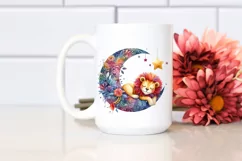 Colorful Lion Moon Watercolor Product Image 2