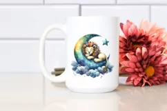 Colorful Lion Moon Watercolor Product Image 2
