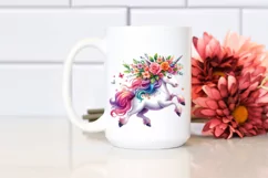 Unicorn with Floral Wreath PNG Product Image 2