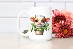 Cute Highland Cow with Sweet Pea in Pot | Sublimation | Product Image 2