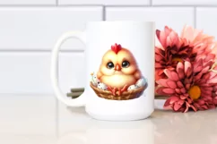 Watercolor Funny Baby Hen Sublimation Clipart Product Image 2