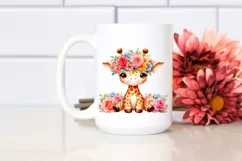 Cute Cartoon Style Watercolor Giraffe Flower Crown Product Image 2