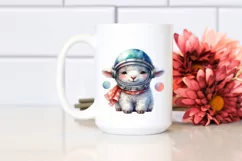 Funny Watercolor Lamb with Astronaut Helmet | Sublimation | Product Image 2