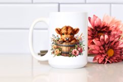 Cute Baby Highland Cow Wood Bucket PNG Product Image 2