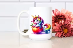 Vibrant Drawing of Unicorn with Pumpkin | Clipart Product Image 2