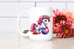 Vibrant Drawing of Unicorn with Pumpkin | Clipart Product Image 2