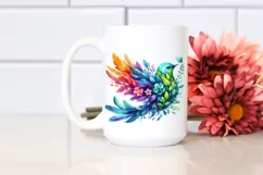 Abstract Vibrant Bird Flowers PNG Product Image 2