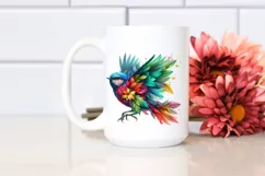 Abstract Vibrant Bird Flowers PNG Product Image 2