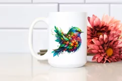 Abstract Vibrant Bird Flowers PNG Product Image 2