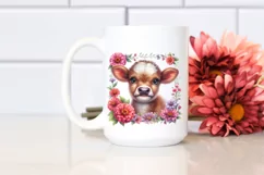Cute Highland Cow with Zinnia Floral Frame | Sublimation | Product Image 2