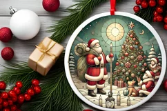 Round Christmas Ornament Sublimation|Clipart Product Image 1