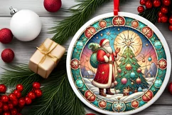 Round Christmas Ornament Sublimation|Clipart Product Image 1