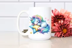 Colorful Pastel Baby Unicorn Napping on Star | Sublimation | Product Image 2