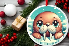 Round Christmas Ornament Sublimation|Clipart Product Image 2