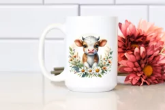 Cute Highland Cow with Daisy Floral Frame | Sublimation | Product Image 2