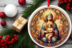 Round Christmas Ornament Sublimation|Clipart Product Image 1