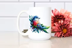 Abstract Vibrant Bird Flowers Frame PNG Product Image 2