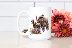 Vintage Horse Wagon Sublimation Clipart Product Image 2