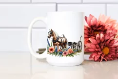 Vintage Horse Wagon Sublimation Clipart Product Image 2
