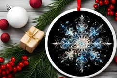 Snow Flake Christmas Round Cute Ornament Sublimation Product Image 2