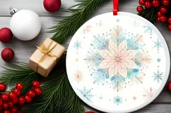 Snow Flake Christmas Round Cute Ornament Sublimation Product Image 2