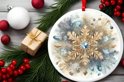 Snow Flake Christmas Round Cute Ornament Sublimation Product Image 1