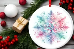 Snow Flake Christmas Round Cute Ornament Sublimation Product Image 1