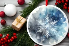 Snow Flake Christmas Round Cute Ornament Sublimation Product Image 1