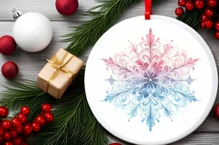 Snow Flake Christmas Round Cute Ornament Sublimation Product Image 1