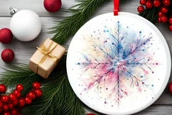 Snow Flake Christmas Round Cute Ornament Sublimation Product Image 1