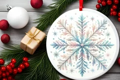 Snow Flake Christmas Round Cute Ornament Sublimation Product Image 1