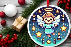 Round Christmas Ornament Sublimation|Clipart Product Image 1