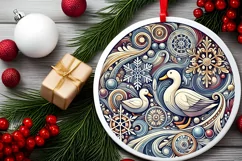 Round Christmas Ornament Sublimation|Clipart Product Image 1