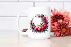 Red Roses Vibrant Abstract Wreath | Sublimation | Clipart Product Image 2
