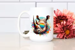 Colorful Artistic Rhino Sticker Clipart Product Image 2