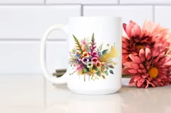 Vibrant Bouquet with Colorfull Foxglove | Gold Foil Clipart Product Image 2