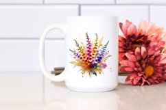 Vibrant Bouquet with Colorfull Foxglove | Gold Foil Clipart Product Image 2