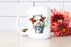 Vibrant Baby Cow Snowdrop Watercolor Product Image 2